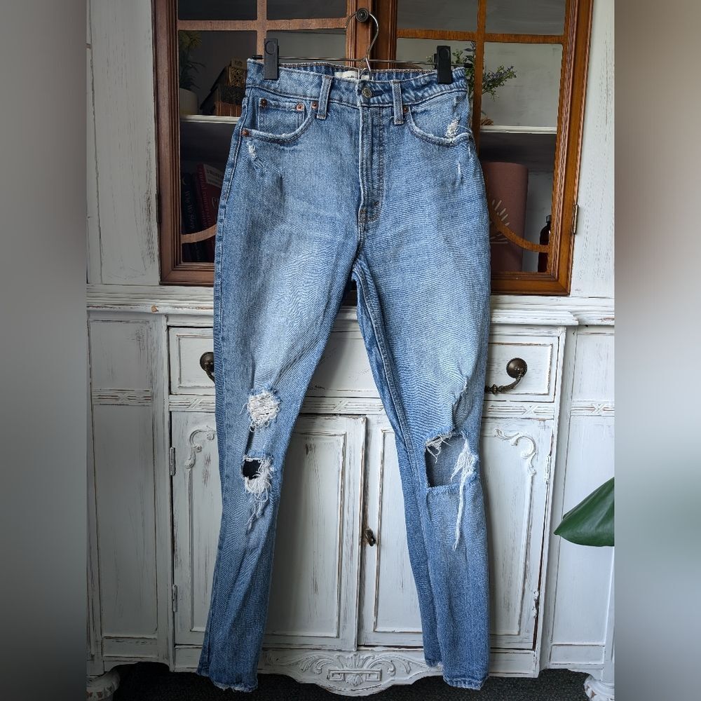Abercrombie & Fitch Light Blue Distressed Skinny Jeans